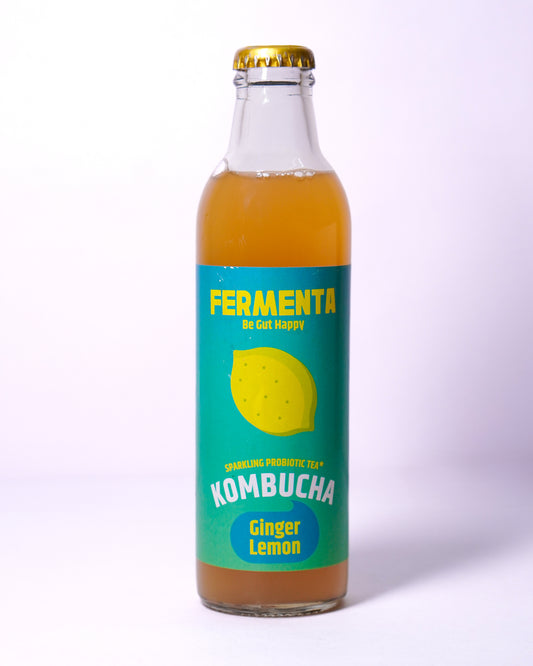 Fermenta Ginger Lemon Kombucha in a Glass Bottle 250ml