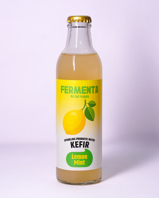 Fermenta Lemon Mint Water Kefir in a Glass Bottle 250ml