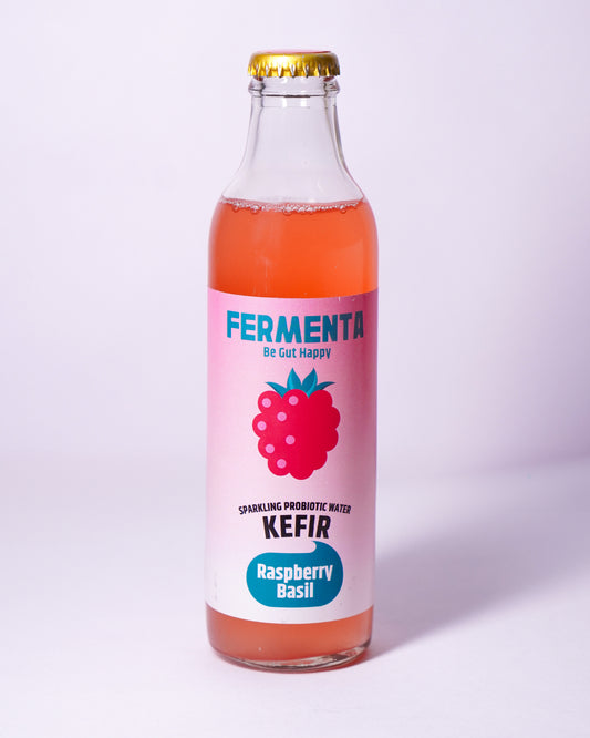 Fermenta Raspberry Basil Water Kefir in a Glass Bottle 250ml